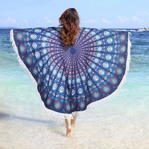 Purple Floral Mandala Beach/Pool Towel/Room Dorm Mat for Teens/College/Decor - Picture 7 of 8